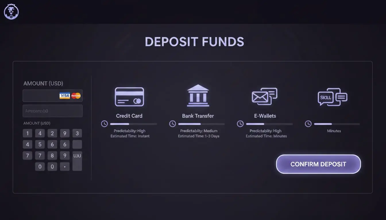 Different payment methods with status indicators.